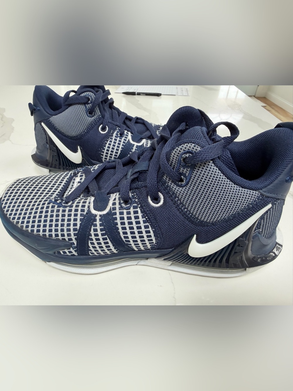 Nike Navy and White Basketball Sneakers W7
